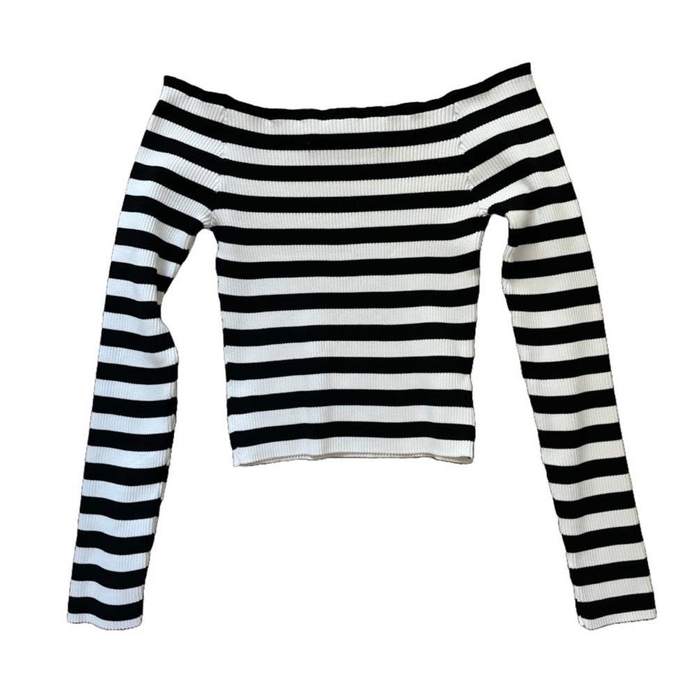 silence + noise/urban outfitters off the shoulder striped top